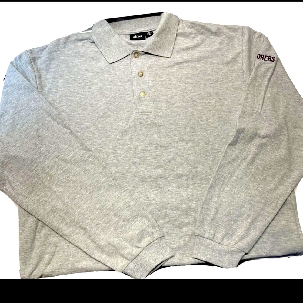 AKWA Men’s Long Sleeve Shirt Gray Made In USA Cotton XL